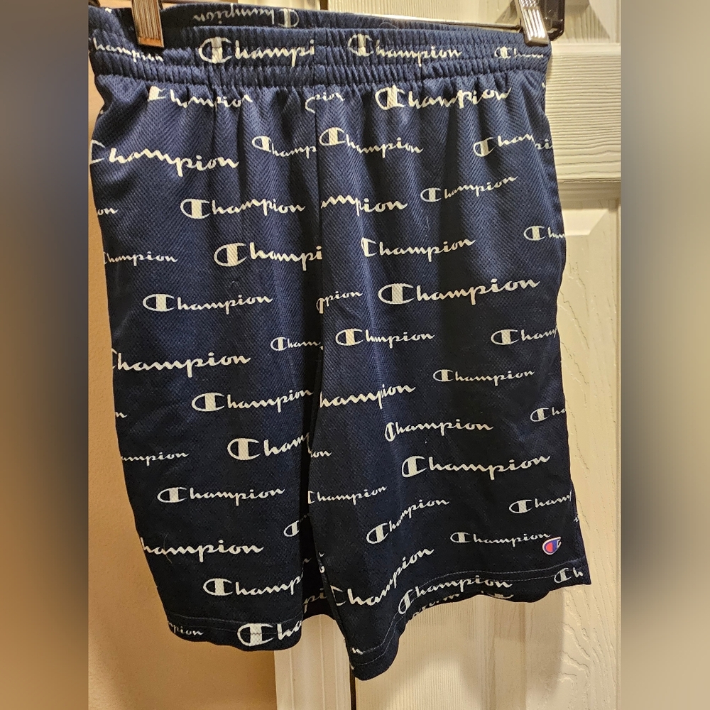 Champion Dark Blue Logo Print Shorts